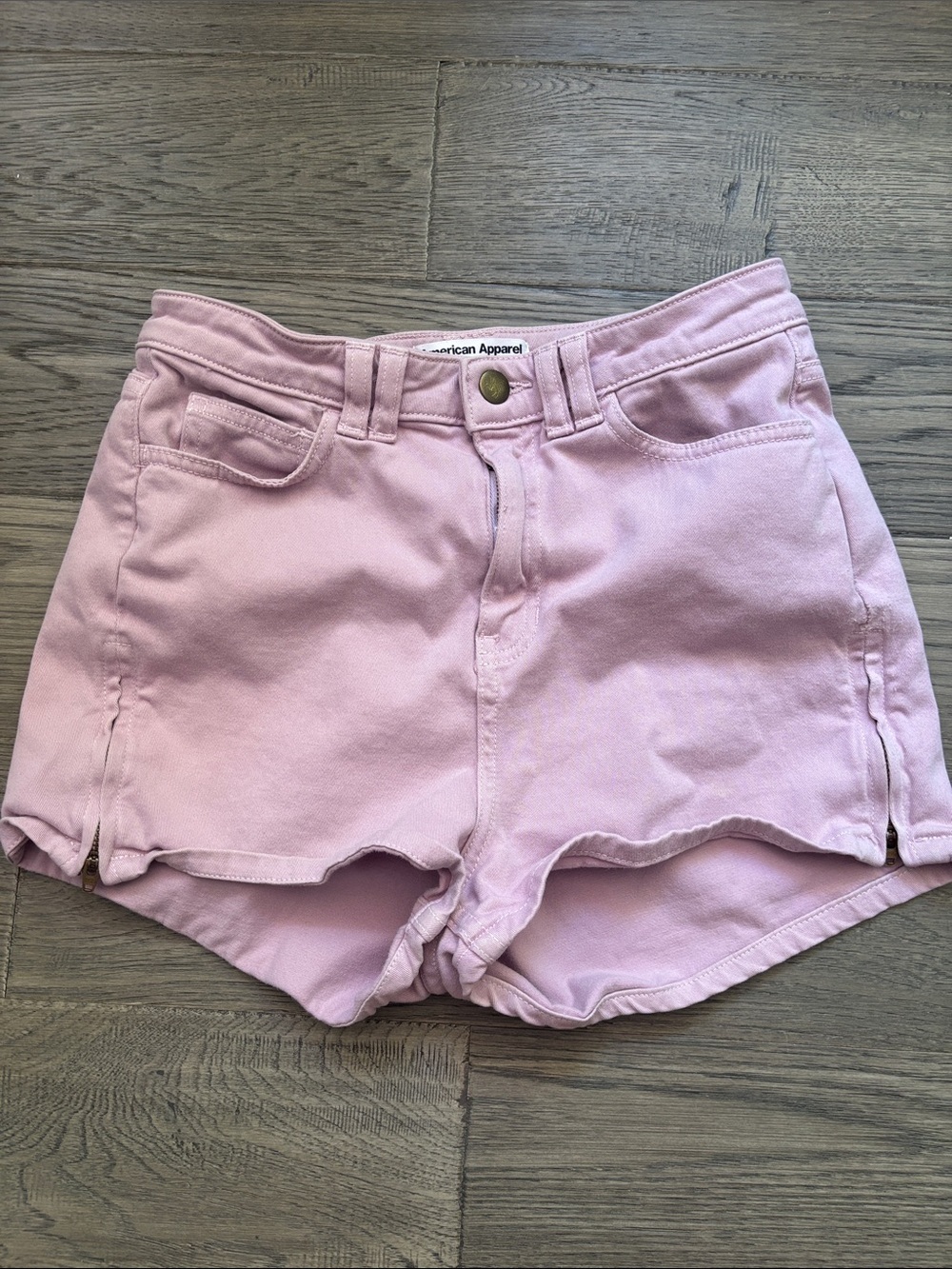 American Apparel Light Pink High-Rise Denim Shorts Size 26/27 Made in USA